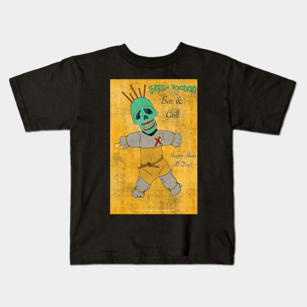 Green Voodoo Bar & Grill Kids T-Shirt by IcarusPoe